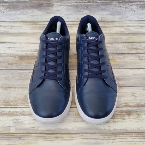 Lacoste Europa LCR BRZ Casual Low Top Lace-Up Sneakers Men's 10.5 Blue Leather - Picture 2 of 10